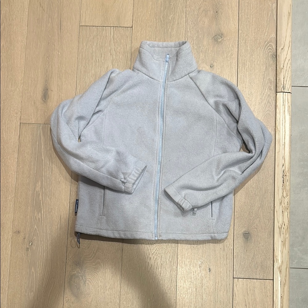 Columbia Gray Fleece Jacket with Stand-Up Collar